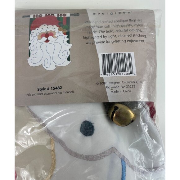 2007 Evergreen Appliqué Flag SANTA HO HO HO Winter Christmas 30"x44" - Picture 5 of 5